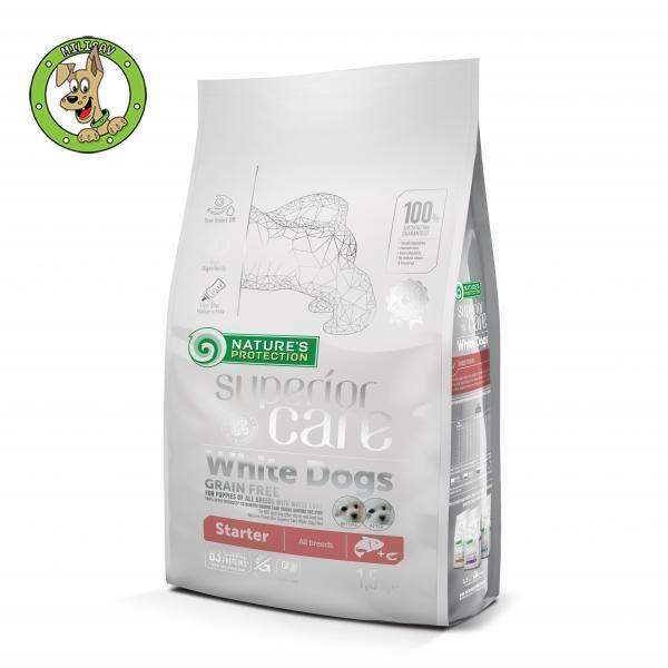 Nature's Protection White Dog Starter Grain Free Salmon - startna hrana za štence bele boje dlake - 1,5kg