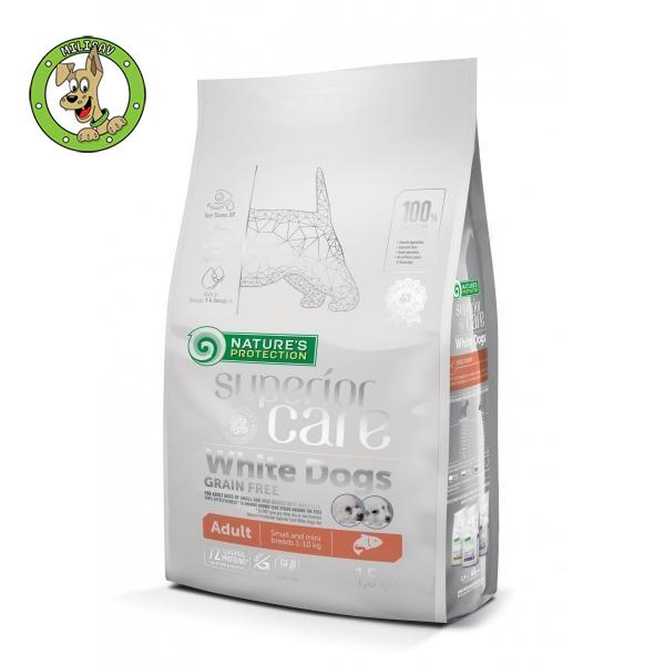 Nature's Protection White Dog Grain Free Salmon Adult Small And Mini - hrana za odrasle pse malih rasa bele boje dlake - 1,5kg