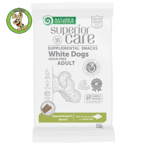 Nature's Protection White Dog Hypoallergenic Dental With White Fish - poslastice za pse bele boje dlake - 150g