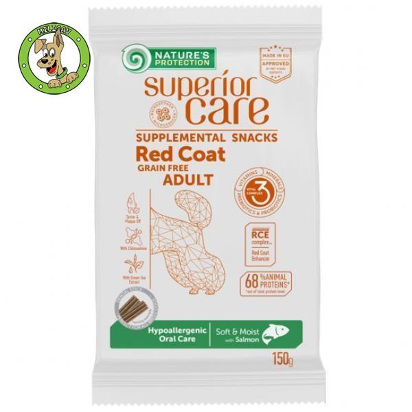 Nature's Protection Red Coat Hypoallergenic Oral Care With Salmon - poslastice za odrasle pse riđe boje dlake - 110g