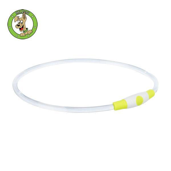 USB punjiva svetleća ogrlica za pse – L–XL, 65 cm/ø 8 mm, zelena boja