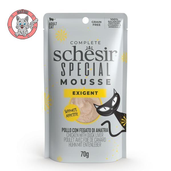 Schesir Cat Special Exigent Mousse - Piletina, pačeća jetra i jaja - hrana za odrasle mačke - 70g
