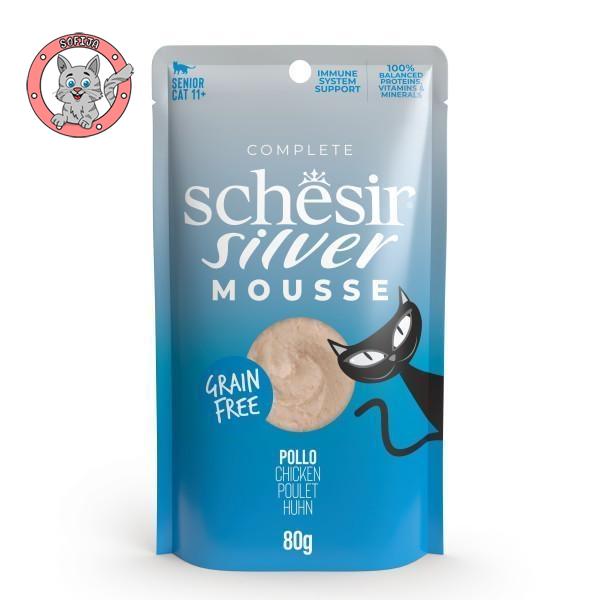 Schesir Silver Cat - Mus Piletina - hrana za starije mačke - 80g