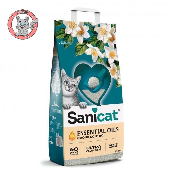 Sanicat Essential Oils White Jasmin - grudvajući posip za mačke - 10kg