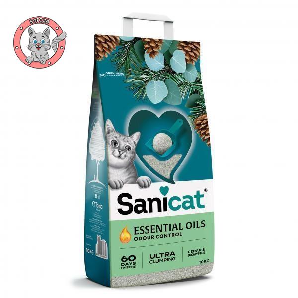 Sanicat Essential Oils Cedar & Eucalyptus - grudvajući posip za mačke - 10kg