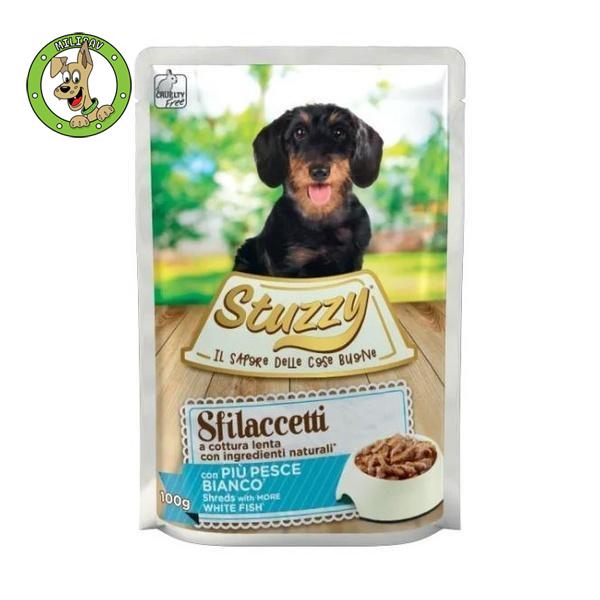 Stuzzy Shreds preliv - tračice bele ribe - hrana za odrasle pse - 100g 