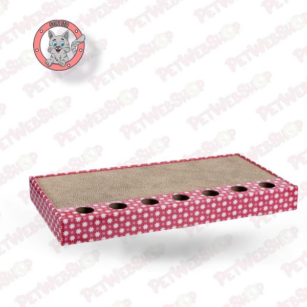 trixie-pink-kartonska-grebalica-sa-dve-plasticne-loptice-48x5x25cm-